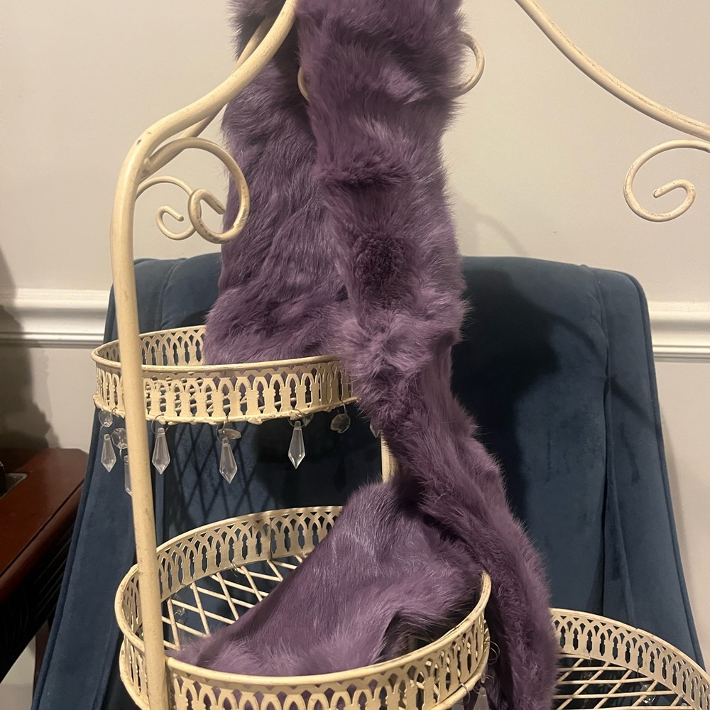 Plush Purple Faux Fur Scarf
